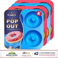 Durable Silicone Donut Molds, 4 Pack of 4-Inch Round Baking Tools, Easy Release