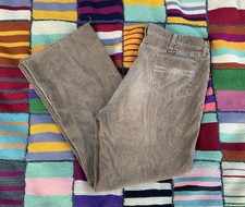 Vintage 70s Wrangler USA Made Tan Corduroy Light Flared Pants Sz 36x30