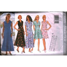 Vintage Butterick 4499 Misses Dress Sewing Pattern Size 6 8 10 cut 1990s Retro