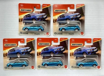 Matchbox 5 Stück vom Opel Astra L 2022 - Blau Metallic - Kartonversand - Neu OVP