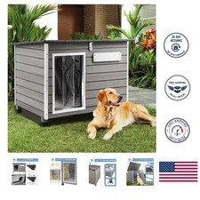 Weatherproof Wooden Igloo Dog House for Medium to Large Breeds - 43.7"L x 29.5"W