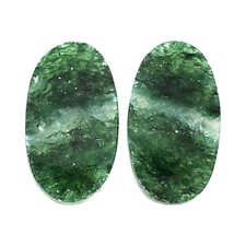 Natural Green Aventurine Pair 12.4x21.4x4 mm Oval Polished Gemstone LS76-04779