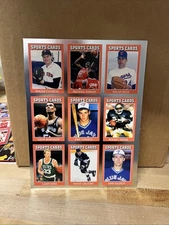 1991 Sports Cards Orange & Silver Uncut Sheet. Jordan-Gretzky-Ryan. Box 246