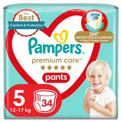 8001090759870 Pampers Premium Care Pants, rozmiar 5, 34 pieluchomajtki Procter &