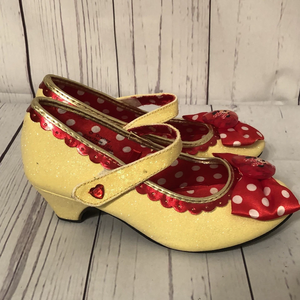 Disney Store Kids Girl Minnie Mouse Yellow Sparkle Heels Bow Shoes Dress Up Sz 1 - Image 4 of 4
