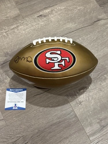 Joe Montana Signed 49ers Gold Football w/ Stitched Logo Beckett Auth Auto