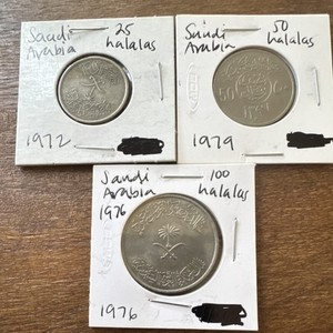Saudi Arabia 25, 50, 100 Halalas Coins 1972, 1976, 1979