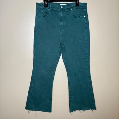 LOFT The Slim Flare Jeans Teal Size 12/31 Raw Hem