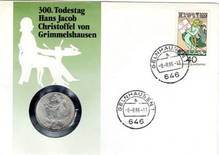 Numisbrief Numiscover 5 DM Silber 625/1000 Grimmelshausen 1976