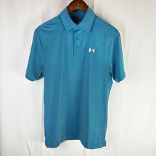 Under Armour Heatgear Mens Loose Fit Golf Polo Shirt Blue Stripe Size Small