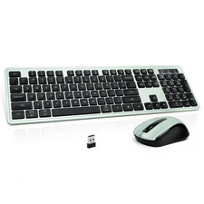 Wireless Keyboard and Mouse Combo with Numeric Keypad Black and Green Set