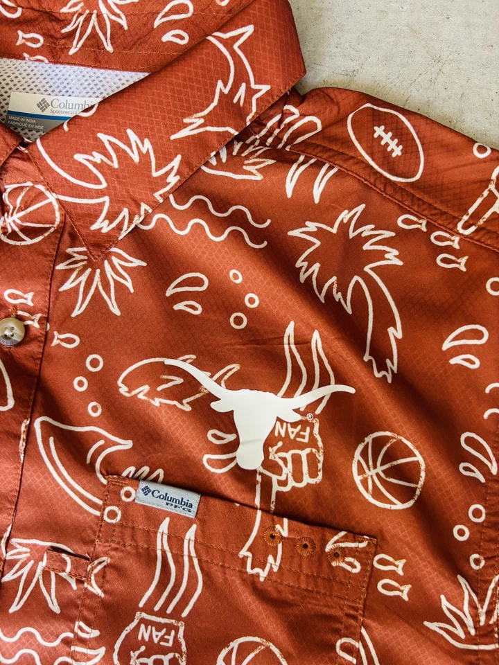 Men’s Texas Longhorns Columbia Super Slack Tide Omni-Wick Button-Up Shirt Size L - Image 4 of 4