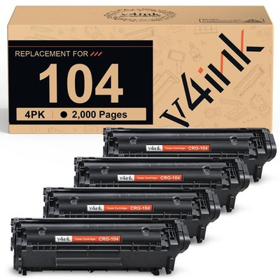 V4INK 4Pack Compatible Toner Cartridge Replacement for Canon 104 CRG104 FX9