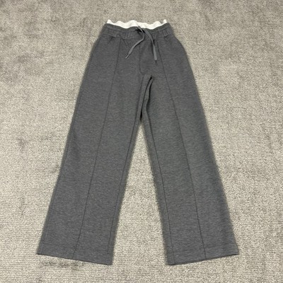 Spanx Air Essentials Double Waistband Track Pants Womens Small Gray Wide Leg