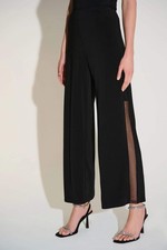 Joseph Ribkoff Black Embellished Mesh Insert Wide Leg Pants 253729