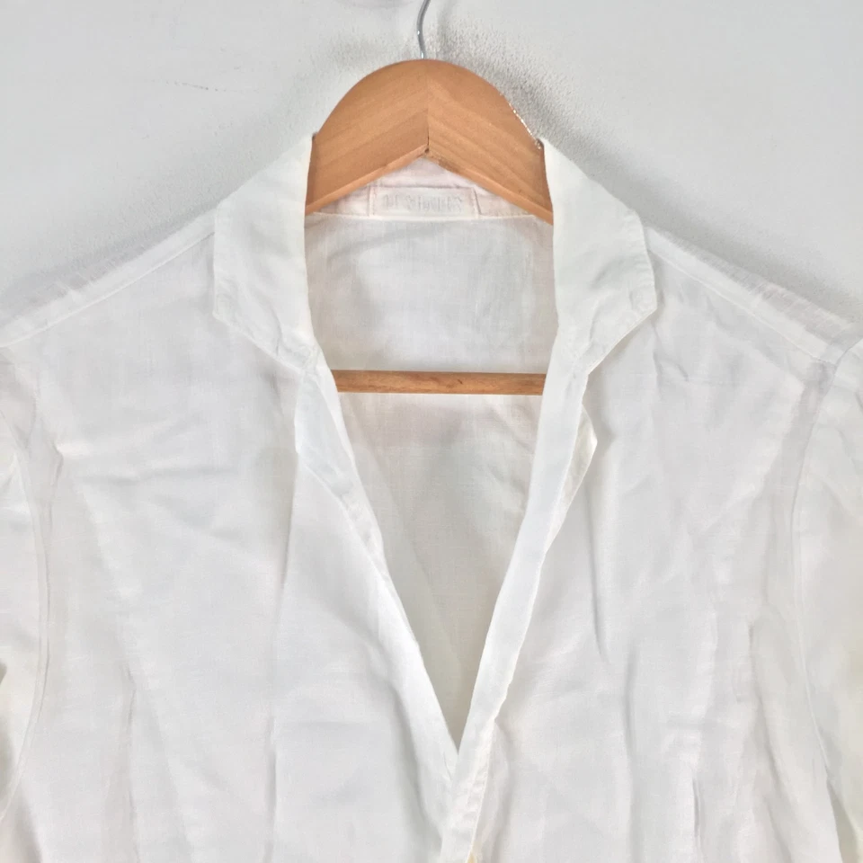 CP Shades USA Mujer Blusa Camisa Talla S Lino Blanco Transparente Manga 3/4 122224 Foto 2 de 4