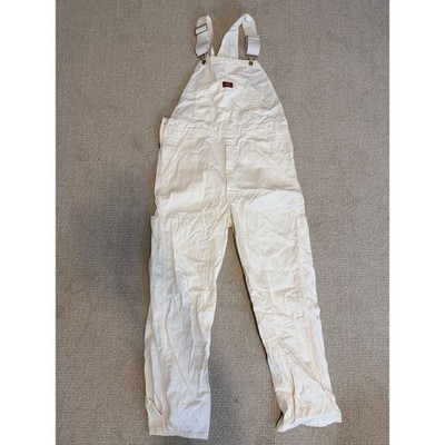 Dickies Mens 36x32 White Cotton Painter Bib Overalls Workwear Streetwear Mexico