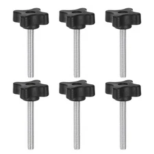 6pcs Star Knobs M6 x 50mm Metric Threaded Stud 32mm 4-Point Head Clamping Screws