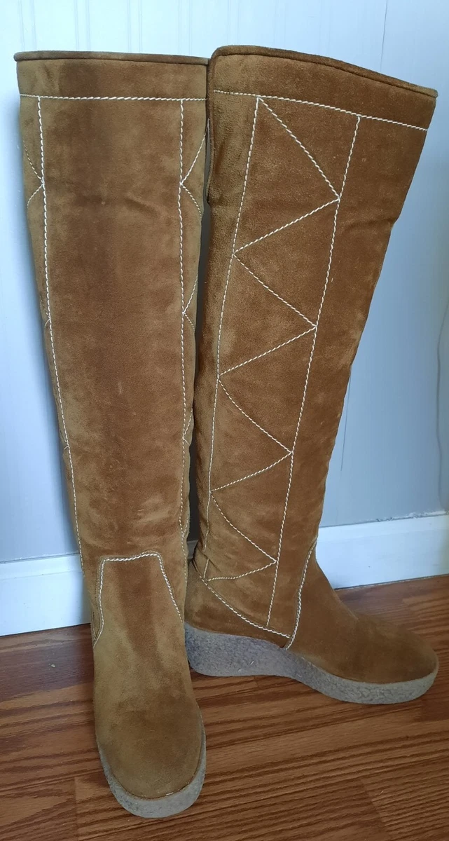 Michael Kors Womens Size 8 Crosby Suede Sherpa Lined Knee 22 High Wedge Boots