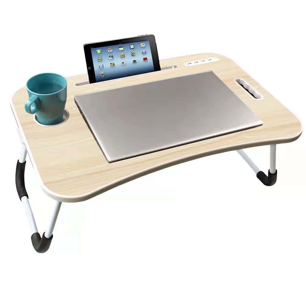Folding Laptop Dsek Adjustable Foldable Lap Stand for Bed Tray Table with USB...