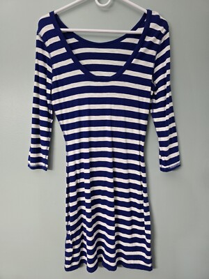 EXPRESS Two Chic Ways Blue White Striped Party Dress Dance Womens Medium 