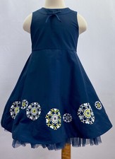 JANIE  JACK SNOWFLAKE KISSES Dress Dark Blue Snowflake Heart Embroider Tulle 3