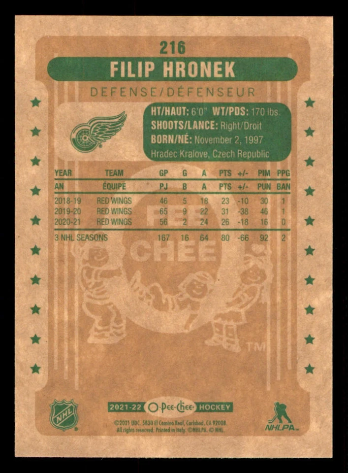 2021-22 O-Pee-Chee Retro #216 Filip Hronek - Image 2 of 2