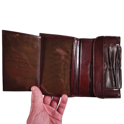 Portafoglio da viaggio vintage Pierre Cardin donna pelle marrone arruffato 6" x4,25" - Foto 3 di 11