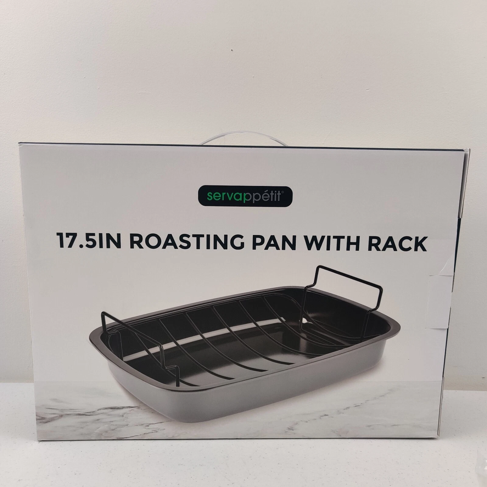 Servappetit 17.5 IN Roasting Pan with Rack Gray