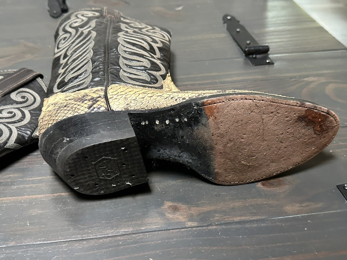 Tony Lama Black and Tan Snakeskin Boots Tony Lama Vintage Snakeskin Boots - Etsy main image 3
