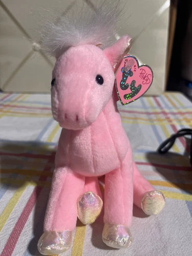 Ty Beanie Baby Frilly Pink Horse Pinky Plush Bean Bag Stuffed Animal Vintage NWT