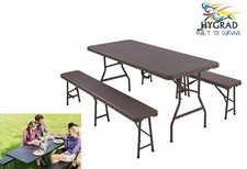 Panca Rattan Pieghevole Picnic Birra Tavolo Panca Esterno Giardino Pub Campeggio Adulti/Bambini