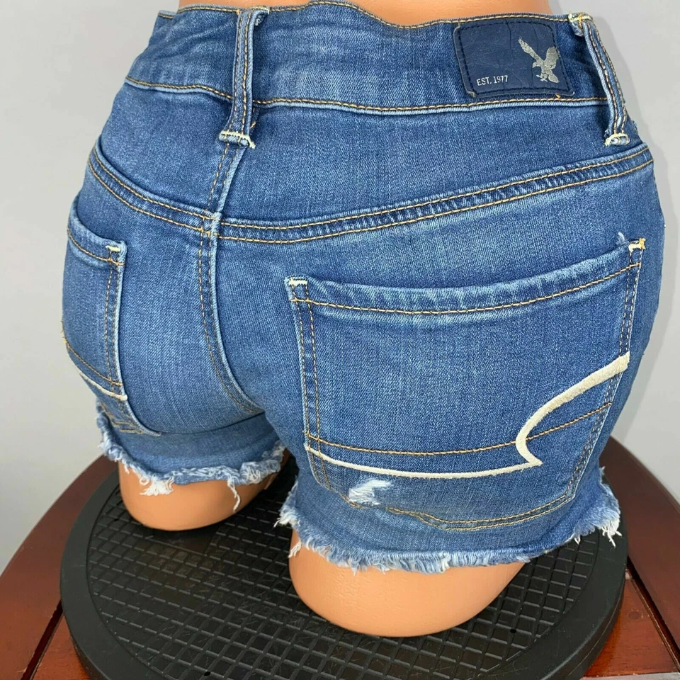 American Eagle Super Stretch Midi Shorts Womens 2 Distressed NM - Image 3 of 4