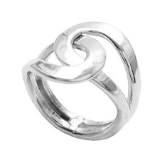 925 Sterling Silver Flat Gradient Interlocking Loop Ring Size 6-9