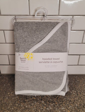 NWT Burt's Bees Baby Organic Cotton Hooded Towel-Knit Terry-Gray 29 x 29