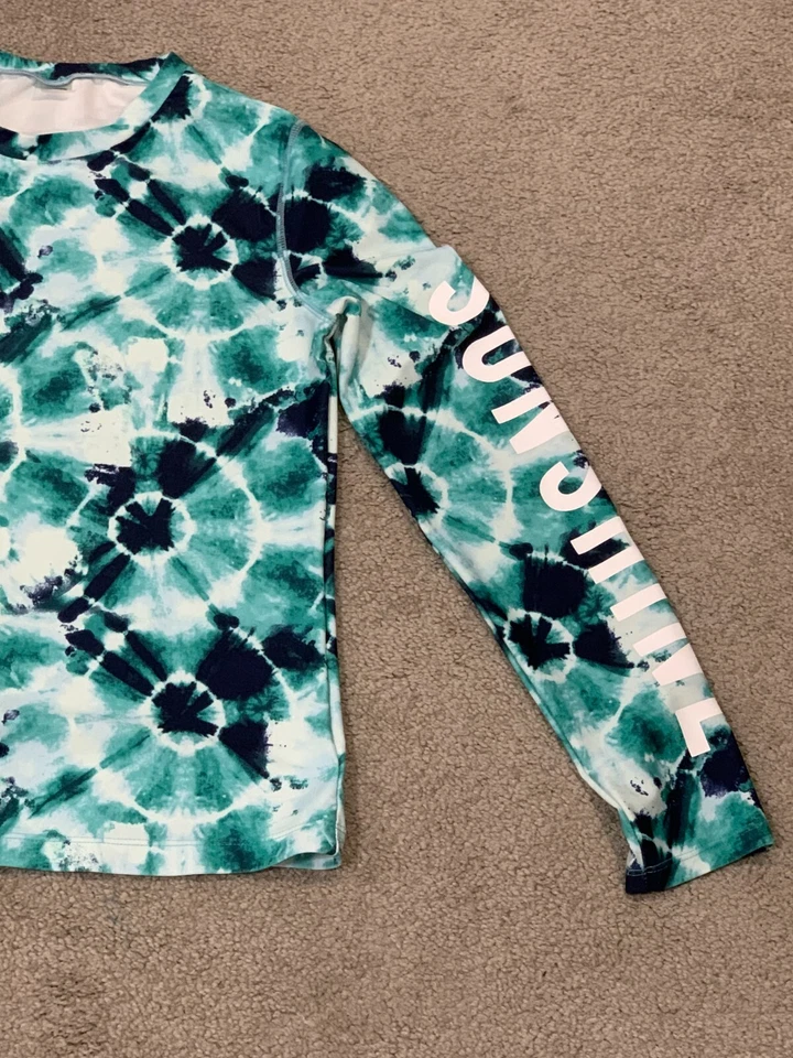 ANTIGUO TRAJE DE BAÑO RASGUARD MANGA LARGA AZUL MARINO TOP NIÑAS XXL (16) Azul Verde Corbata Teñida Divertida Foto 4 de 4