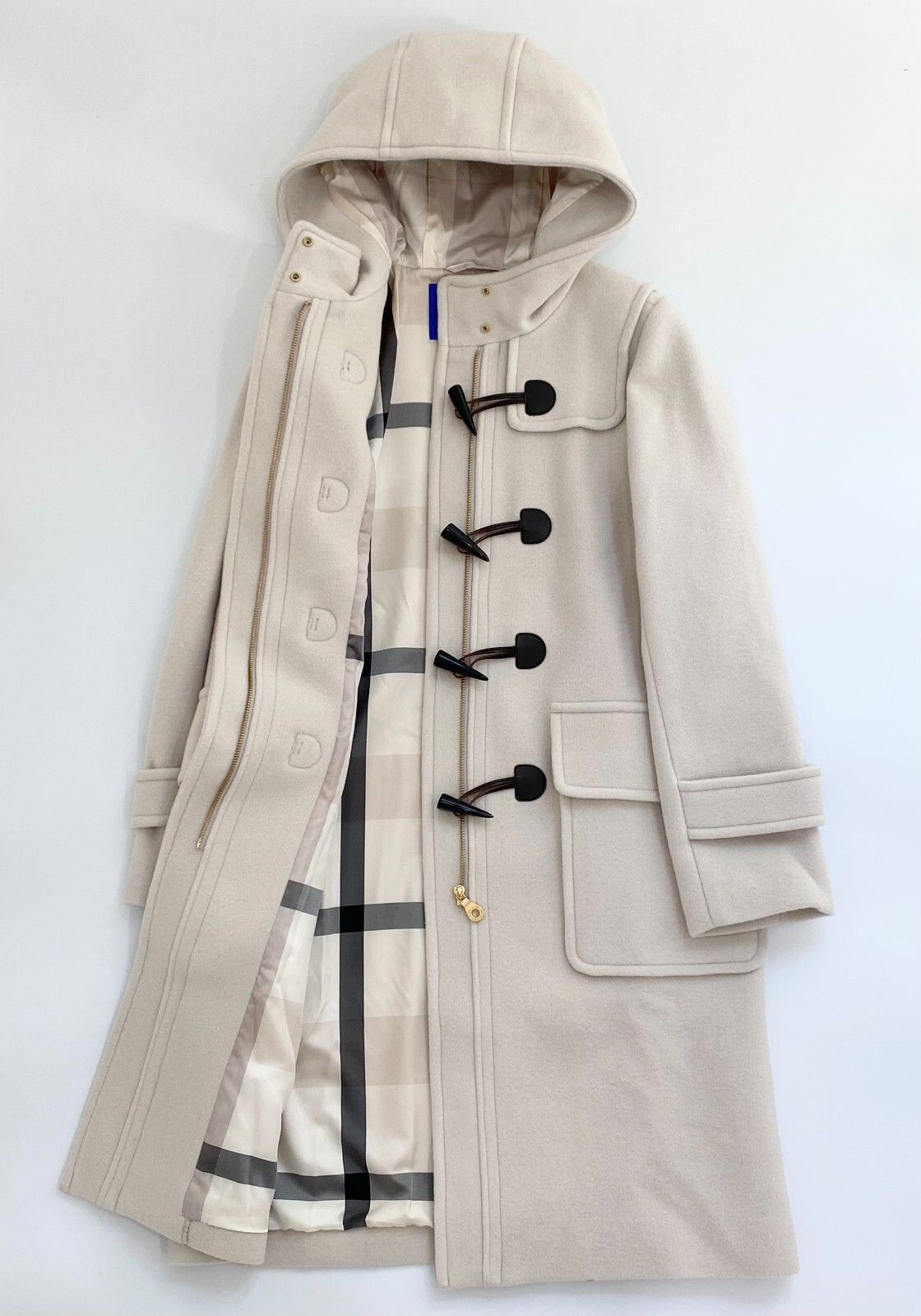 BURBERRY Blue Label Duffle Coat 36 Beige Nova check Wool from japan