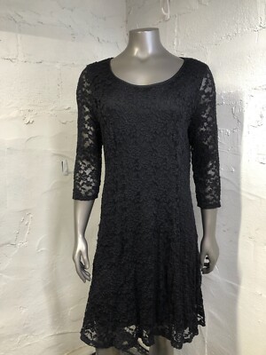 midi lace dress for women Noir And Beige Lace Midi Dress main image 1