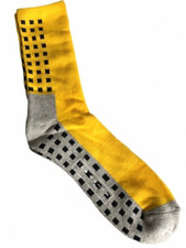 IkeTek Ike Behar Men's Socks High-Performance Patterned Yellow Gray Square 10-13