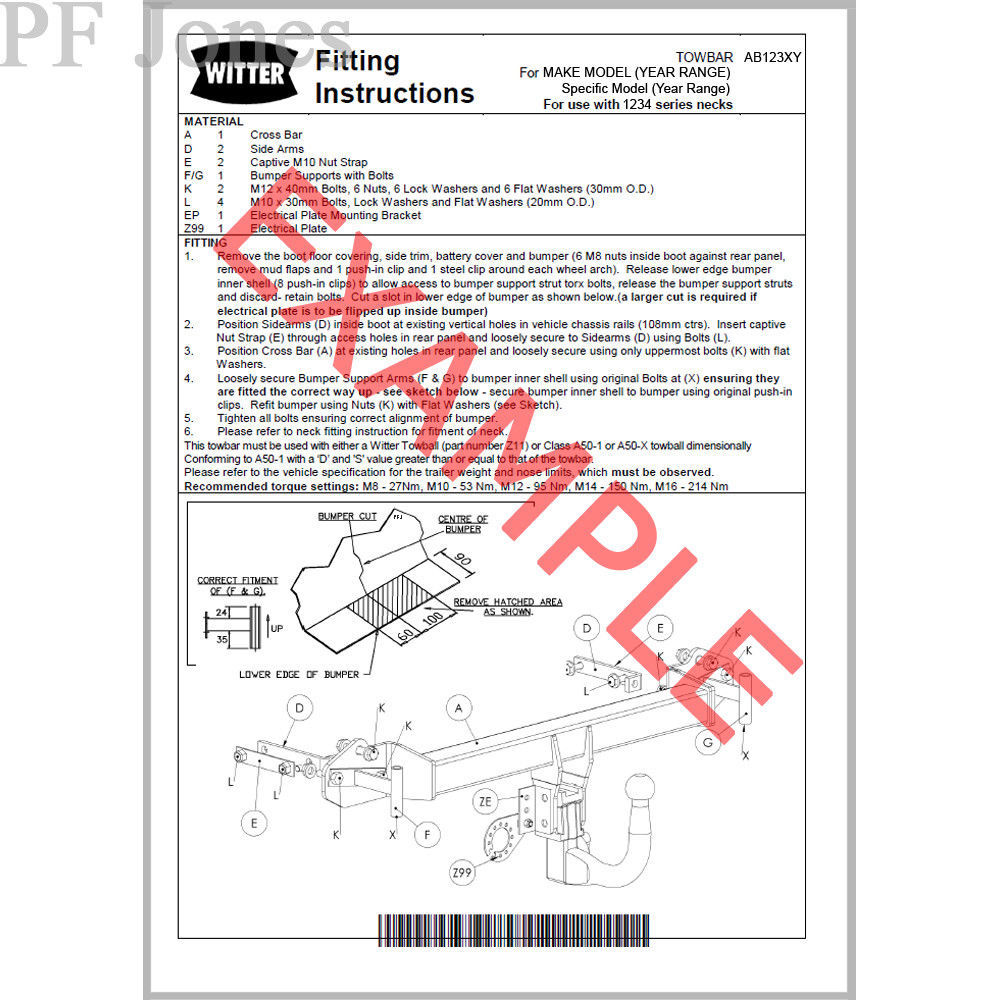 Witter Towbar for BMW 5 Series Saloon / Sal 20032010 (E60) Flange