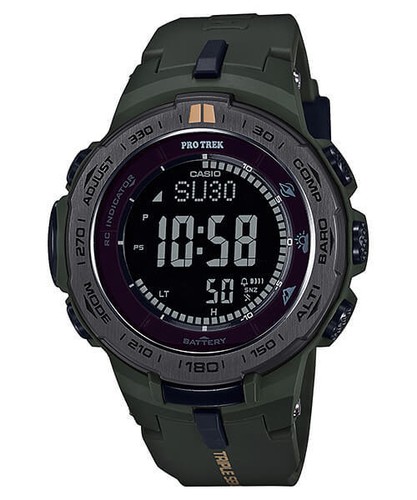 casio men pro-trek triple sensor solar dark green prw3100y-3
