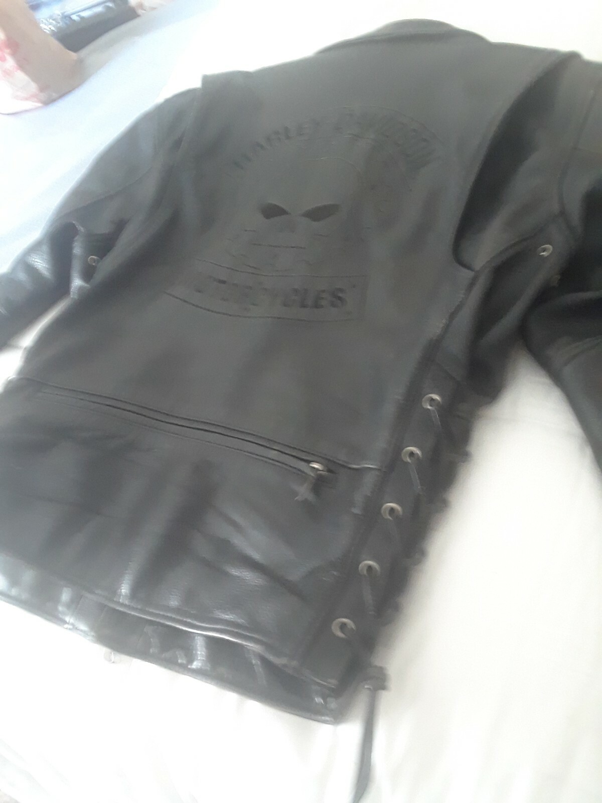 Harley Davidson Willie G Skull Black,, Bikers Leather Jacket Men's Size L, image 5