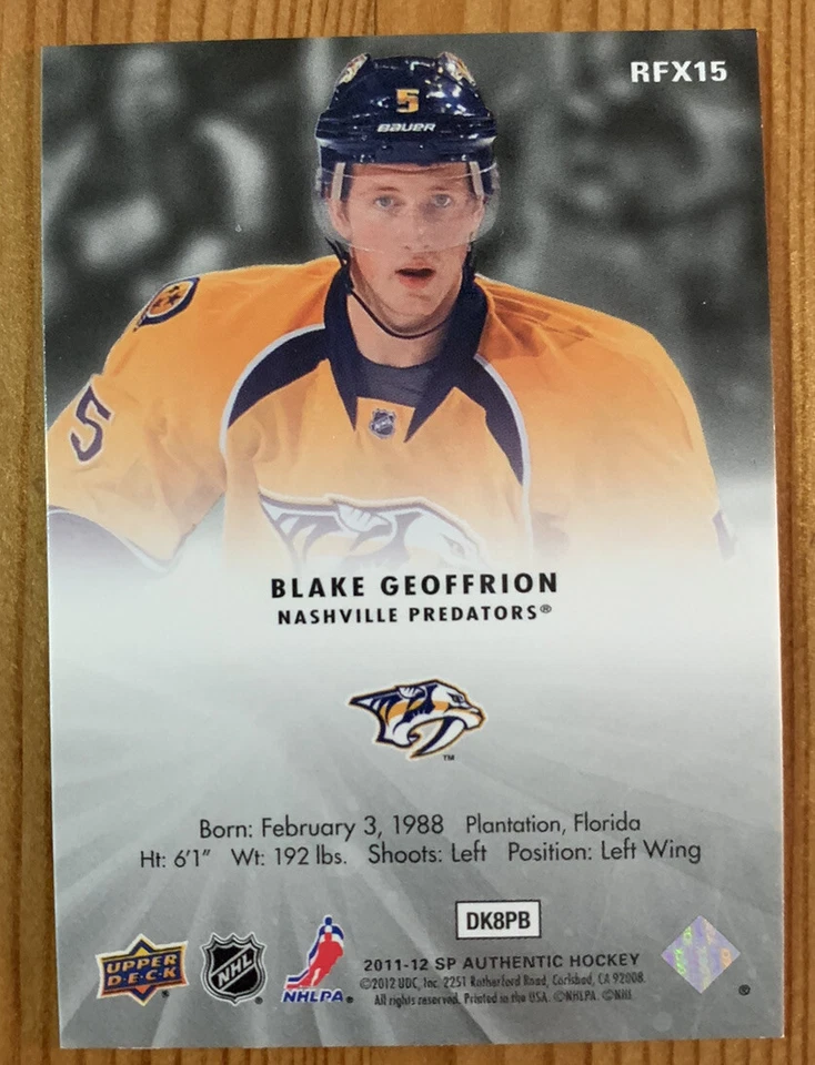 2011-12 SP Authentic Hockey Rookie Holoview FX #RFX15 Blake Geoffrion - Image 2 of 2