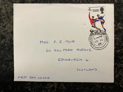 United Kingdom 1966 - World Cup Football letter FDC with stamp Lancaster and Mor