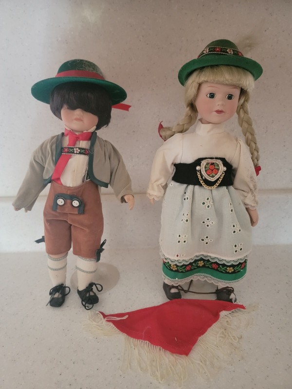 Schneider Porcelain German Doll Handmade Girl Blonde Hair Boy Brown Hair