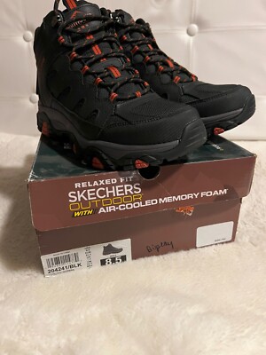 NEW Mens Skechers Black Leather Pine Trail Gotera Hiking Shoes Boots  204241