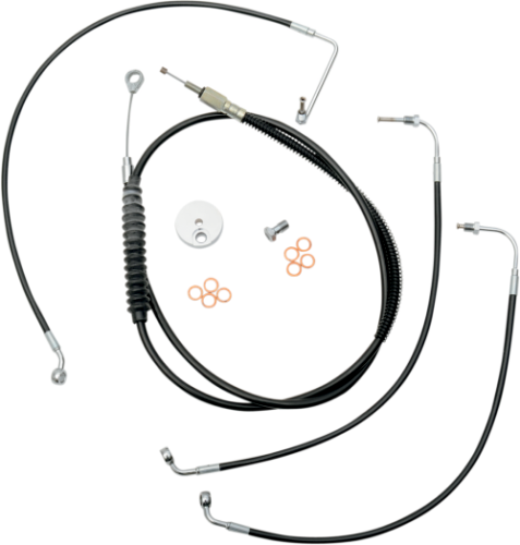 Harley 2" Rise Clutch Cable/Brake Line Kit LA Choppers - LA-8010KT-00B Black HB - Picture 1 of 7