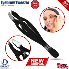 New Tweezers 3.5" Slant Tweezer Eyebrow Hair Pluckers for Men & Women BLACK
