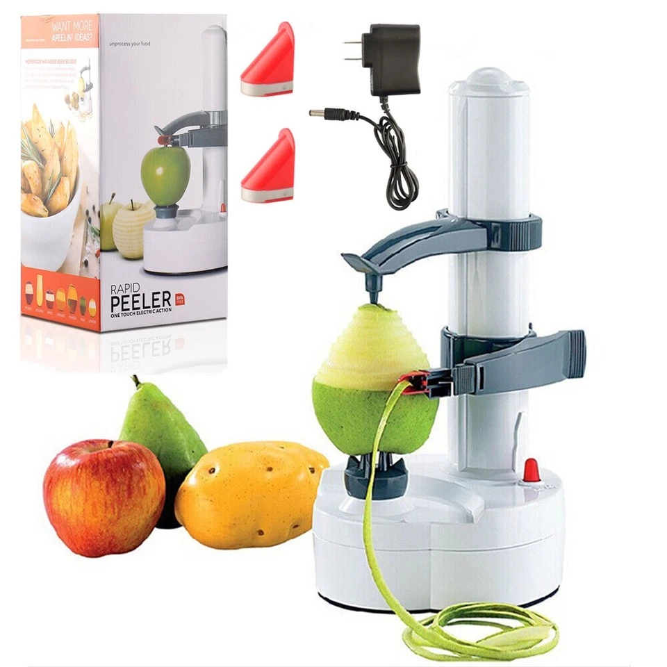 Pelador eléctrico automático de patatas manzana pera fruta herramienta de pelado rápido con adaptador Foto 3 de 4