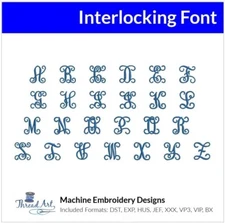Threadart Machine Embroidery Design Interlocking BX Font Alphabet Loaded on USB
